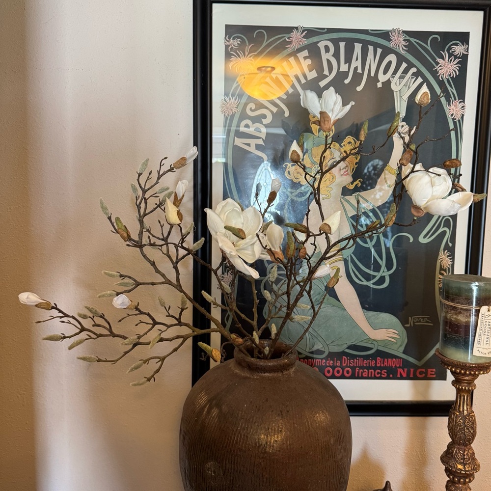 Magnolia budding & bloom realistic branches approximately 38” long, extra tall